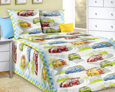 Постельное белье Гонки 1 Перкаль мультиколор