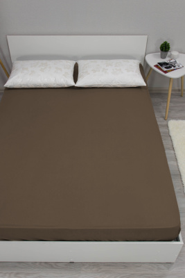 Простыня на резинке горький шоколад 180х200  бязь 120гр/м Текстильная коллекция горький шоколад